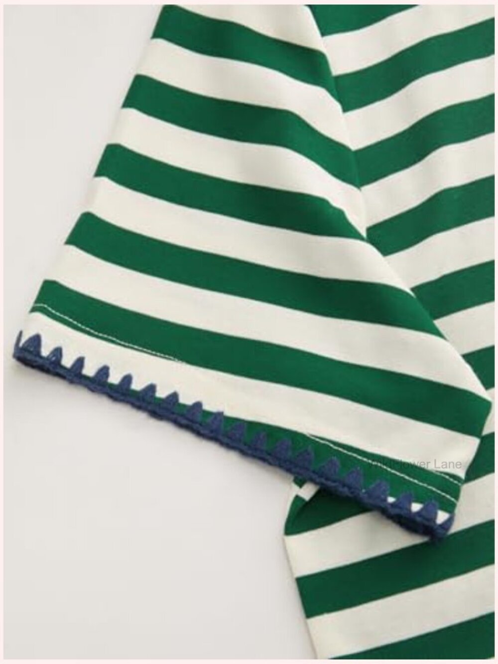 Oversized Striped Crop Tee Cotton-Blend Short Sleeve Crew Neck - Picture 7 of 7